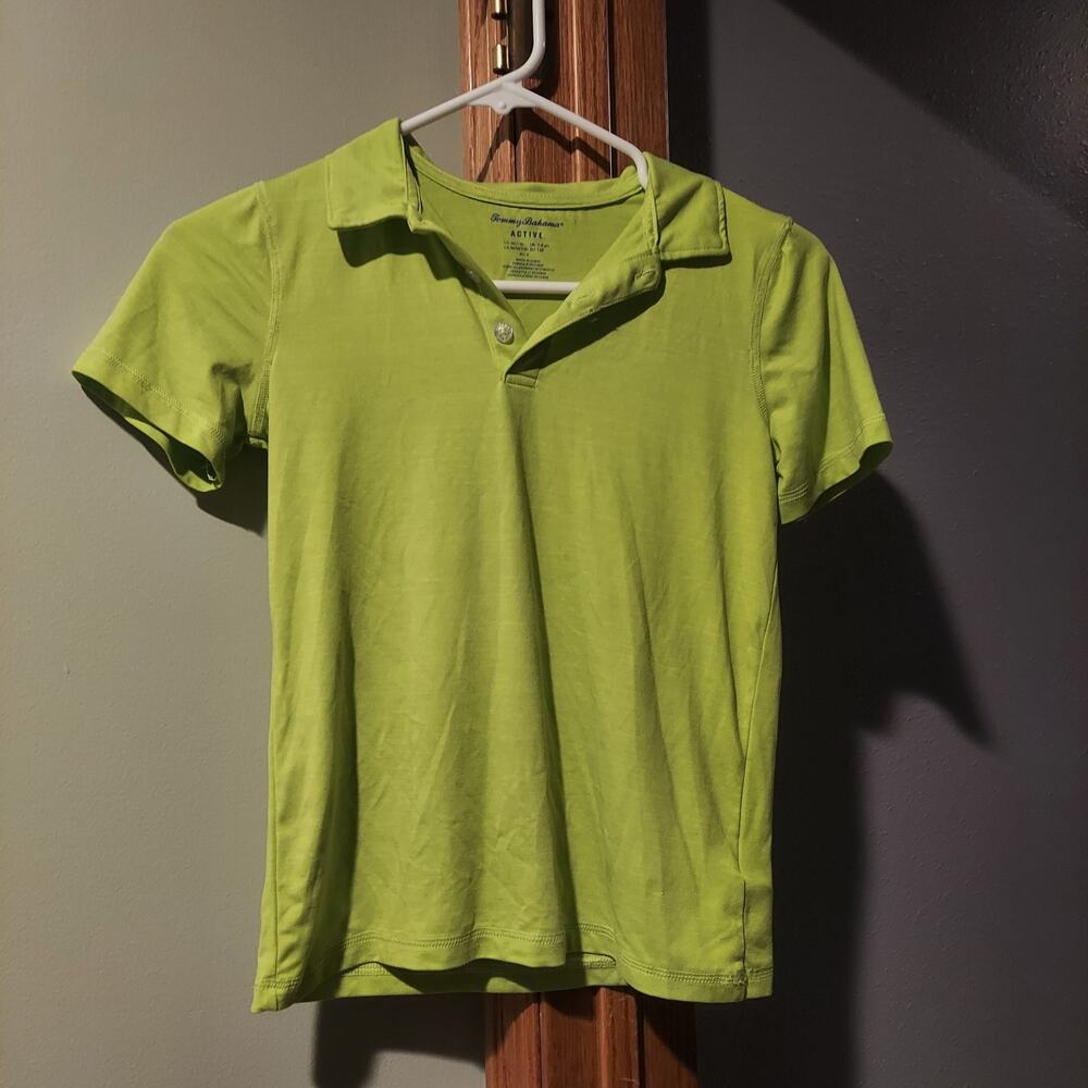 Tommy Bahama Active Boys Jersey Polo Shirt Casual Kids Top Med 7- 8 Neon Green